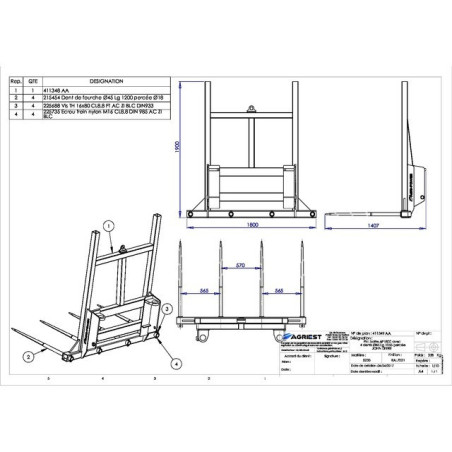 PICK BOOT AP 1800 4 TEETH Ø45 LG 1055 GEBOHRTER JOHN DEERE