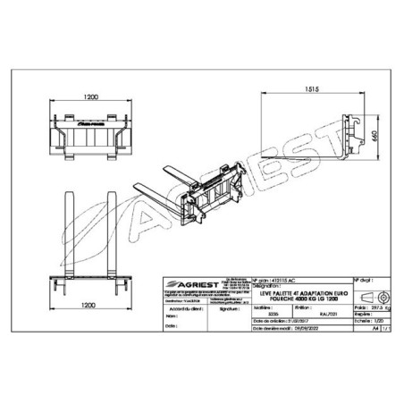 PALETTENLIFT 4T GABEL 1200 EURO TYP