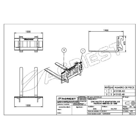 LEVE PALETTE 4T FOURCHE 1200 TYPE JLG