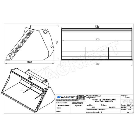CUBO DELANTERO AP-GF CON CUCHILLA LG1500 M MANITOU
