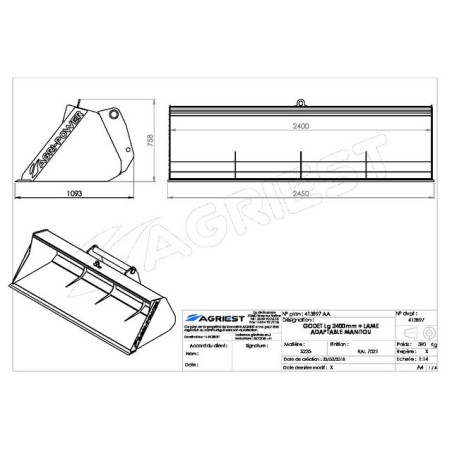 SECCHIO ANTERIORE AP-GF CON LAMA LG2400 M MANITOU