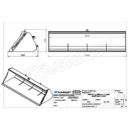 GODET FRONTAL AP-GF A LAME LG2600 M EURO
