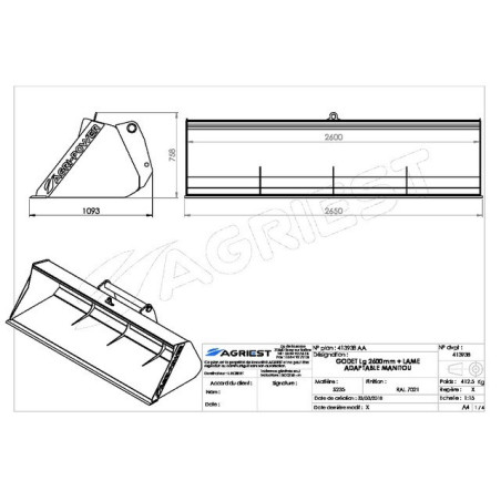 SECCHIO ANTERIORE AP-GF CON LAMA LG2600 M MANITOU