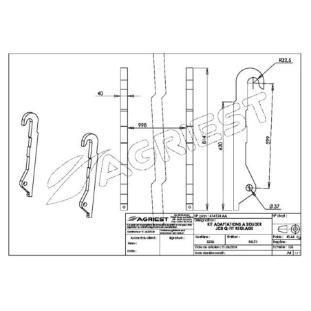 KIT ADAPTATION BRUTE A SOUDER JCB Q-FIT RENFO RCE EP 40 MM
