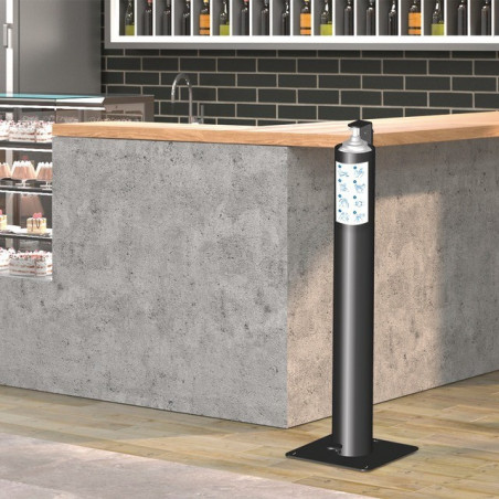 AANRAKINGSLOZE VOETDOSERINGSDISPENSER VOOR HYDROALCOHOLISCHE OPLOSSINGEN EN GELS