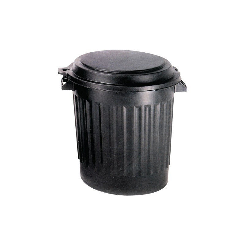 BIDONE NERO CON COPERCHIO 80L