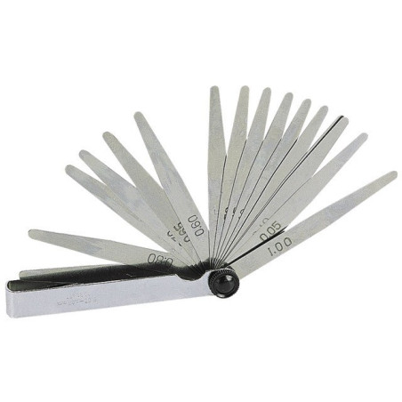Jauge d'épaisseur acier 250 mm 20 lamelles de 0,05 mm à 1 mm.
