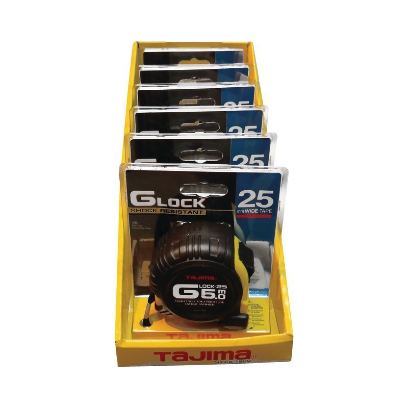 6 METER G LOCK 5 M X 25 MM GELBES STOSSFESTES DISPLAY TAJIMA