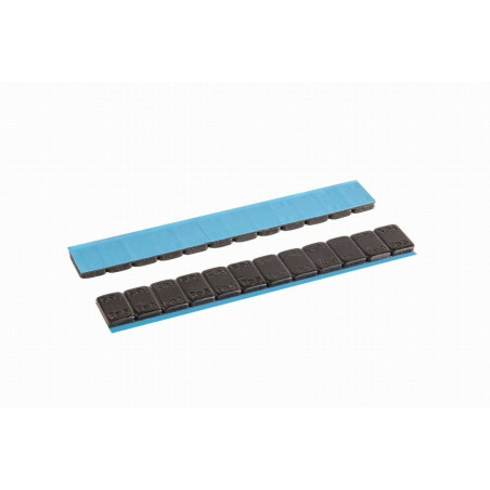 Masses collées en acier pour jantes aluminium SLIM, galvanisées et thermolaquées noires.