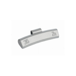 Découvrez nos masses d'équilibrage en zinc revêtues d'un revêtement polymère gris.