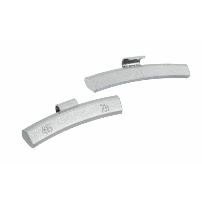 Masse d'équilibrage en aluminium de 45g, protégée par revêtement polymère gris.