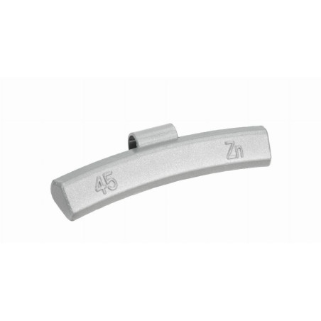 Masse d'équilibrage en aluminium de 45g, revêtement polymère gris, fixation facile sur jante.