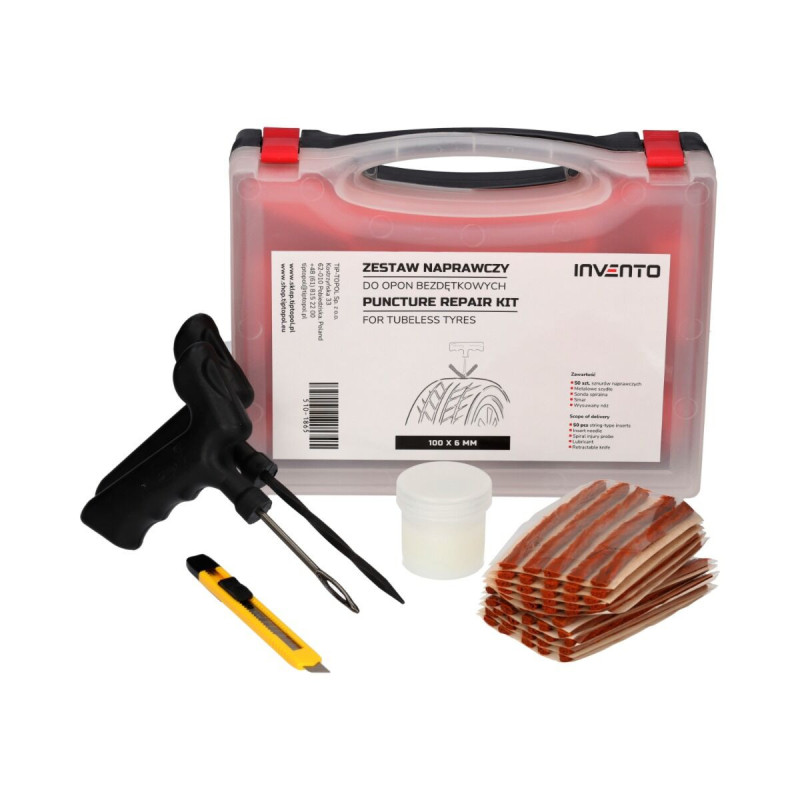 Kit de réparation de pneus haut de gamme pour véhicules jusqu'à 3,5 tonnes.