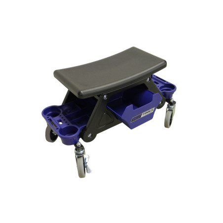 Workshop Stool with Side Trays and Front Tray, Swivel Casters and Cushion.