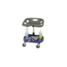 Tabouret d'atelier professionnel mobile avec hauteur réglable, assise ergonomique et rangements intégrés.