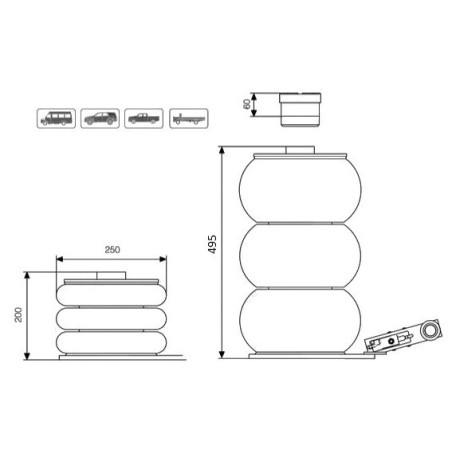 Cric à soufflet pneumatique Mammuth : robustesse, sécurité et maniabilité exceptionnelles.