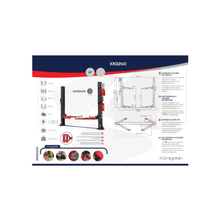 Pont élévateur hydraulique à deux colonnes pour véhicules jusqu'à 4 tonnes.
