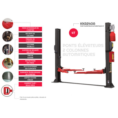 Pont élévateur hydraulique professionnel pour véhicules jusqu'à 4 tonnes, technologie avancée.