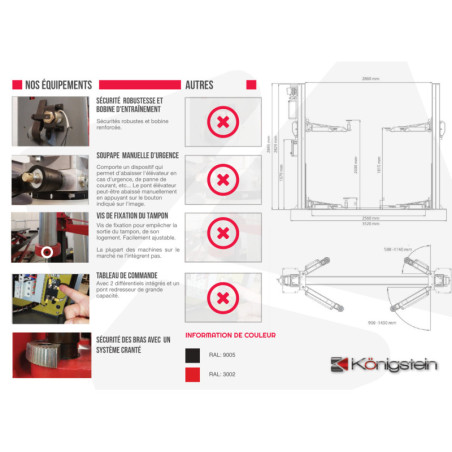 Pont élévateur hydraulique à deux colonnes pour véhicules jusqu'à 4 tonnes.