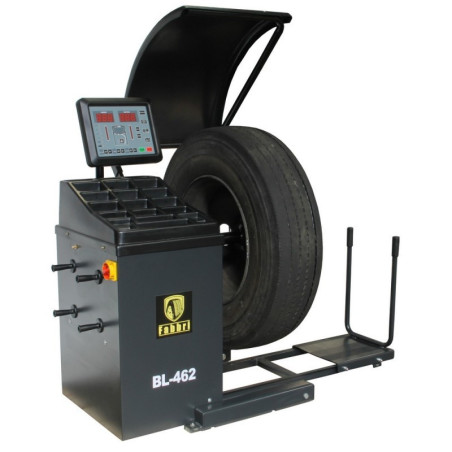 Équilibreuse de pneus professionnelle Fabbri pour véhicules légers et camions.