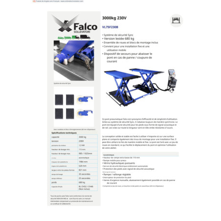 Découvrez le Pont élévateur à ciseaux Falco : performance et praticité garanties!