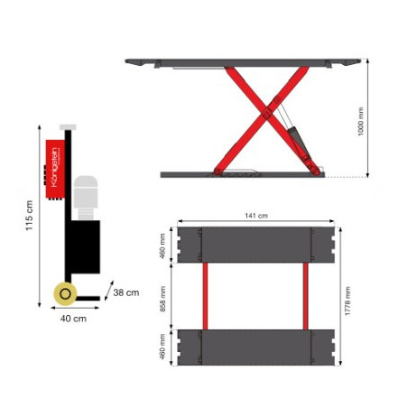 Pont élévateur à ciseaux Königstein KN3630N : qualité professionnelle pour garages automobiles.