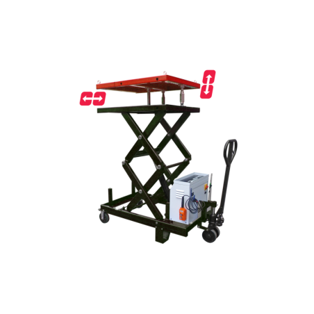 Table Élévatrice Polyvalente pour véhicules électriques, idéale pour déchargement et réparations.