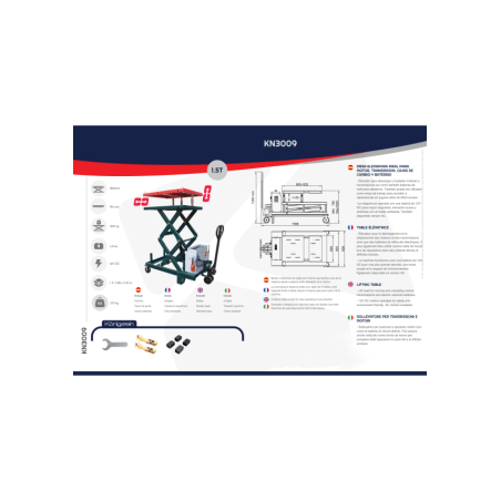 Table Élévatrice Polyvalente pour moteurs, transmissions et batteries de véhicules électriques.