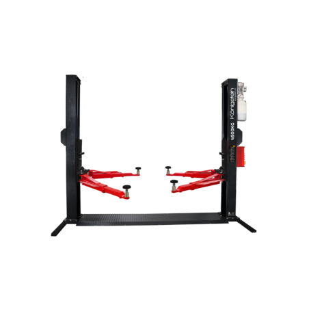 Élévateur hydraulique à deux colonnes pour ateliers professionnels : performance et sécurité garanties.