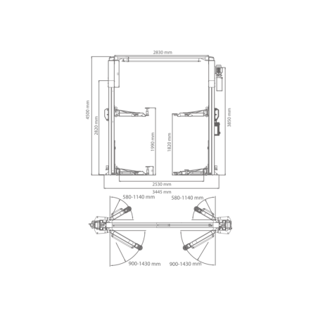 Pont Élévateur 2 Colonnes Automatique 4.5T: robuste, sécurisé, performant pour ateliers pros.