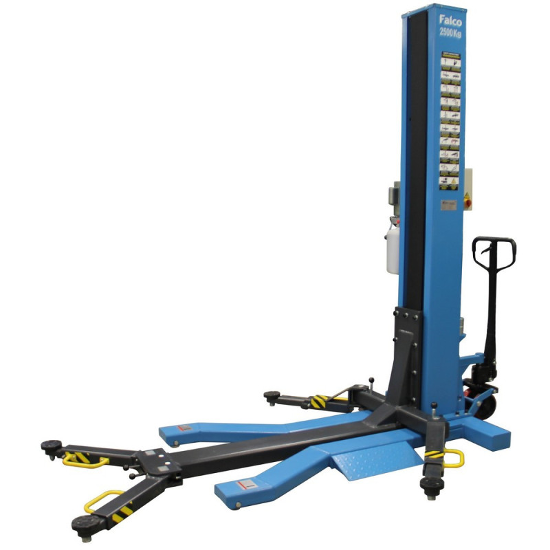 Pont élévateur mobile à colonne unique, robuste et pratique pour professionnels.