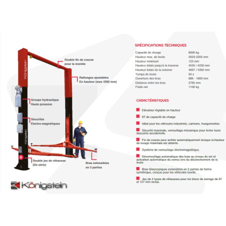 Élévateur réglable en hauteur pour véhicules industriels, camions et fourgonnettes.
