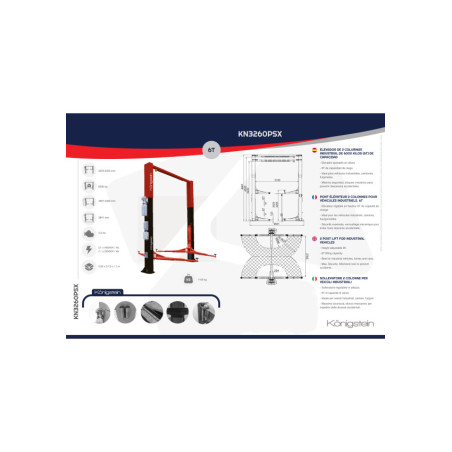 Élévateur réglable en hauteur 6T pour véhicules industriels avec verrouillage mécanique.