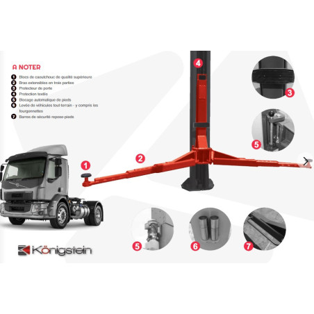 Élévateur réglable en hauteur pour véhicules industriels avec verrouillage mécanique et électromagnétique.