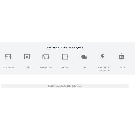 Élévateur réglable en hauteur pour véhicules industriels, camions et fourgonnettes, 6 tonnes.