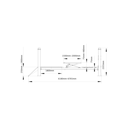 Pont élévateur à 4 colonnes KN3450DT avec plate-forme extensible, capacité 3,5T.
