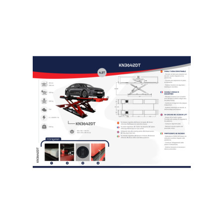 Image: Élévateur à ciseaux KN3642DT - Performance professionnelle pour ateliers automobiles.