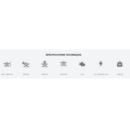 Image alt : Élévateur à ciseaux KN3642DT, 4.2T, fabrication européenne, performances exceptionnelles pour ateliers automobile.