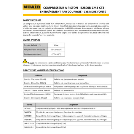 Compresseur à piston NUAIR B2800B/150CM3 : Haute qualité et performances exceptionnelles.