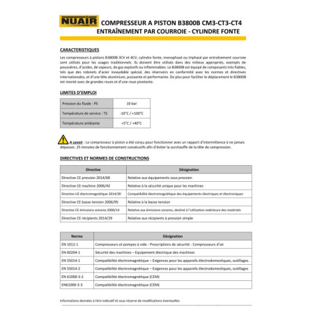 Compresseur à piston B3800B/200CM3 : fiabilité et performances exceptionnelles garanties !