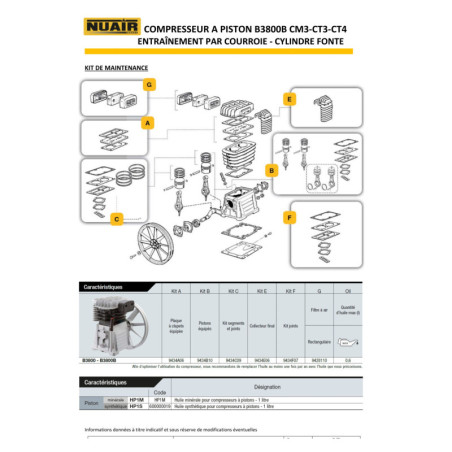 Compresseur à piston B3800B/200CM3 : puissance et fiabilité pour air comprimé optimal.