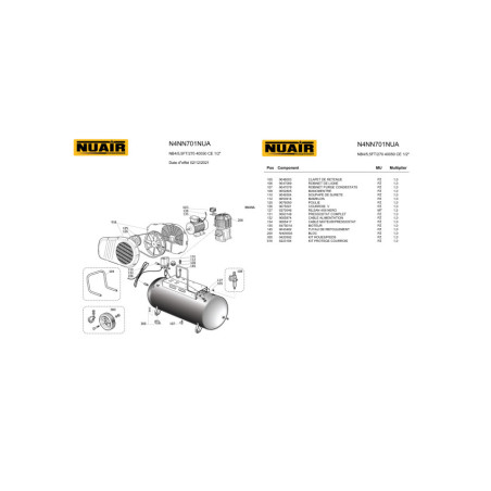 Compresseur NUAIR à piston 5,5 CV sur cuve 270L : performance et fiabilité exceptionnelles.