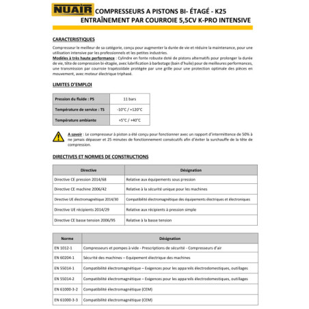 Découvrez le Compresseur à piston NUAIR série K-PRO Intensive : performance et fiabilité.