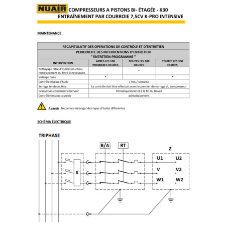 Compresseur à piston NUAIR série K-PRO Intensive 7,5 CV sur cuve 500L.