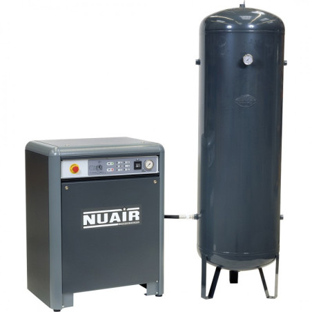 Compresseur à piston NUAIR insonorisé, qualité industrielle avec réservoir 500L.