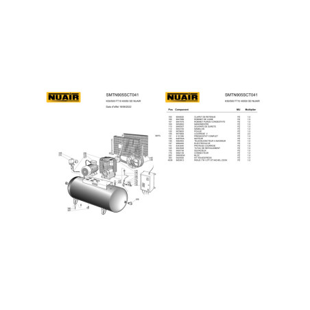 Compresseur à piston Nuair K50/500F/10SD: performances exceptionnelles pour usage professionnel intensif.