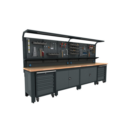 Professional Industrial Workbench with LED Lighting, Durable Steel, and Adjustable Feet