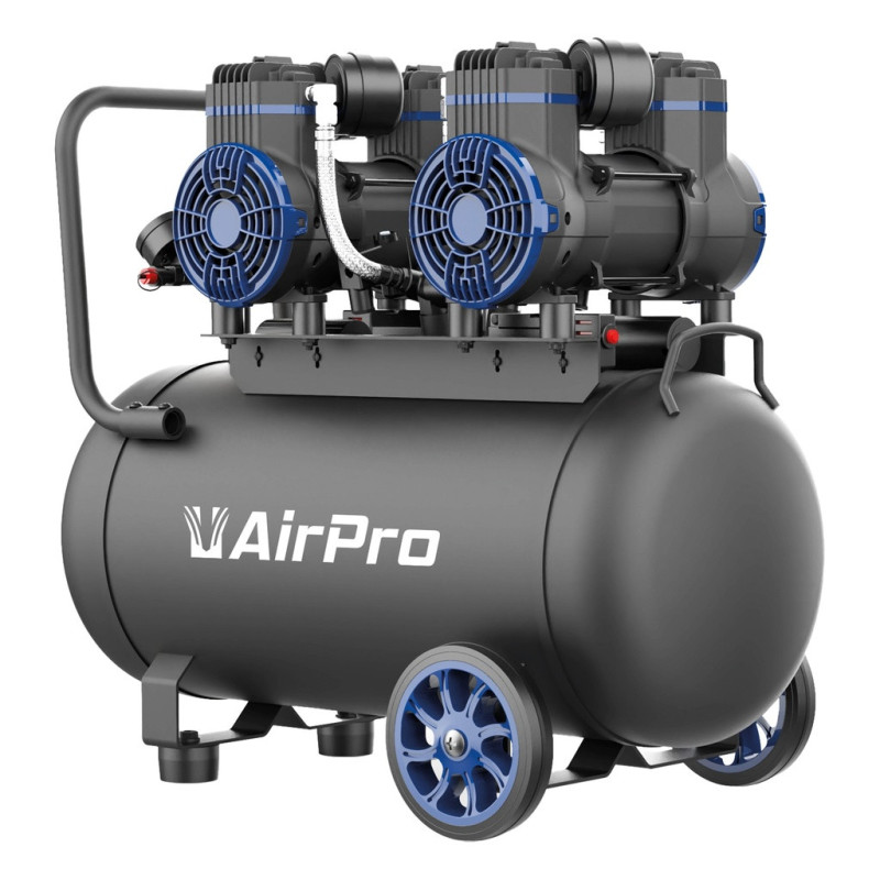 Compresseur silencieux Airpro 2×1.8 CV : performances optimales et durable, sans huile.