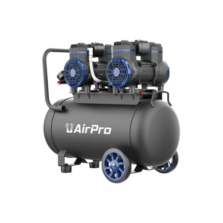 Compresseur silencieux Airpro 2×1.8 CV avec réservoir de 40 L, performances optimales.
