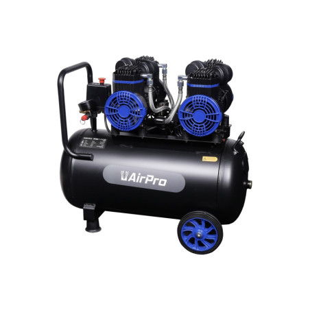Compresseur silencieux Airpro 2×1.8 CV avec réservoir de 40 L, performances optimales.